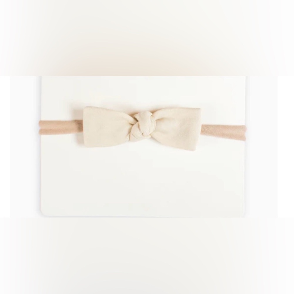 Colored Organics Cream Bow Headband with Tan Band